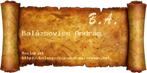 Balázsovics András névjegykártya